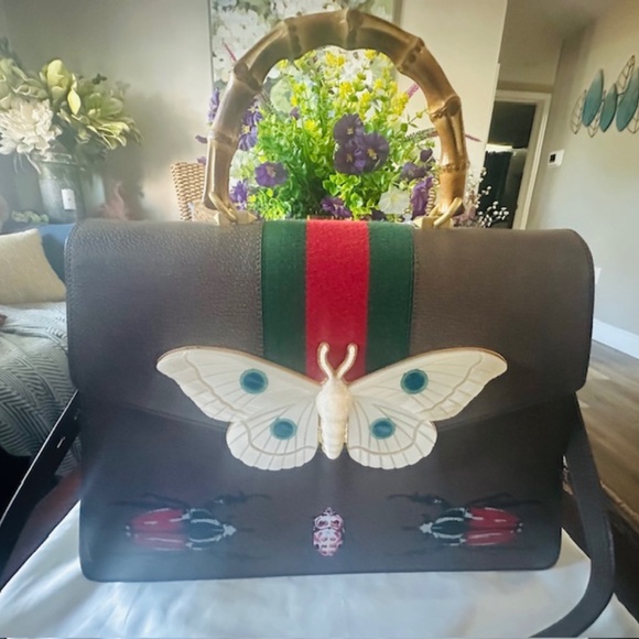 Gucci Brown Calfskin & Shell Butterfly Calfskin Shoulder Bag - RARE!!!! - Picture 15 of 16